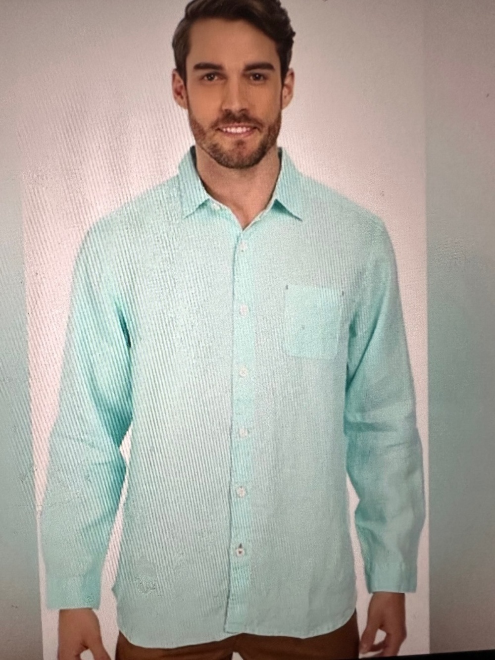 Tommy Bahama Men’s Long Sleeve Linen Sea Glass Shirt